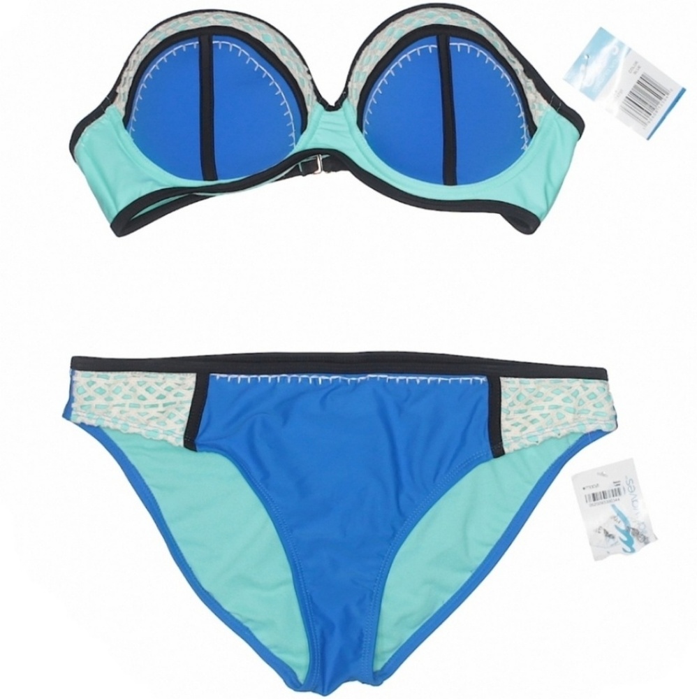 California Waves Two Piece Color block Swimsuit